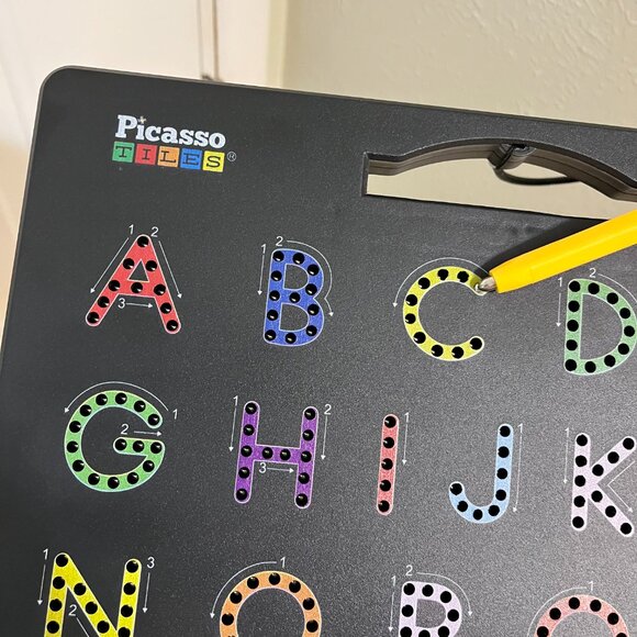 Picasso Tiles - Magnetic Drawing Board - 2 in 1 - Alphabet & Numbers - ABC & 123 - Picture 4 of 4